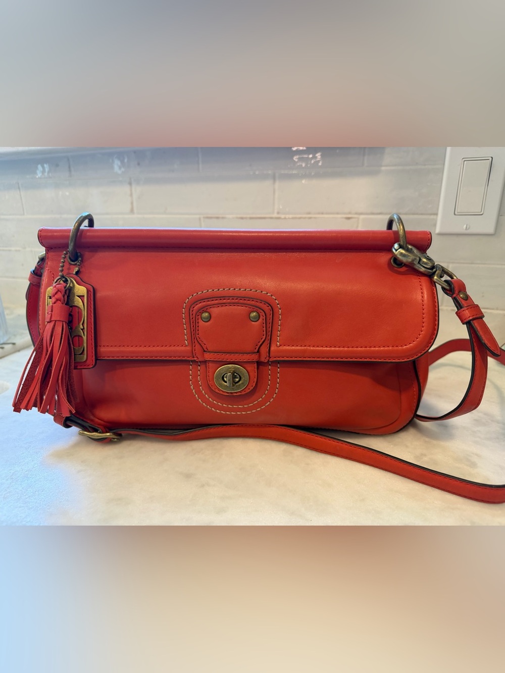 RARE Vintage Coach 65th Anniversary City Willis Vermillion/Brass